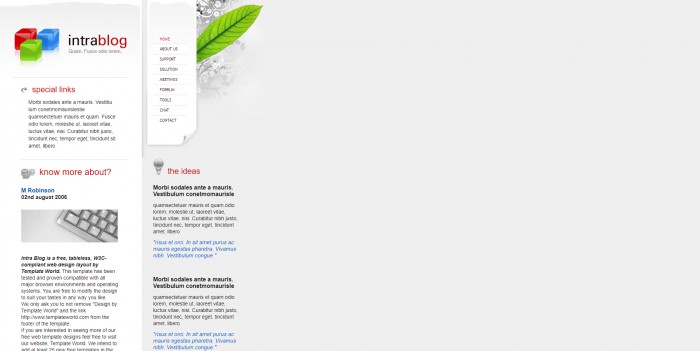 绿叶,BLOG,欧美绿叶BLOG网页模板,网站模板免费下载,