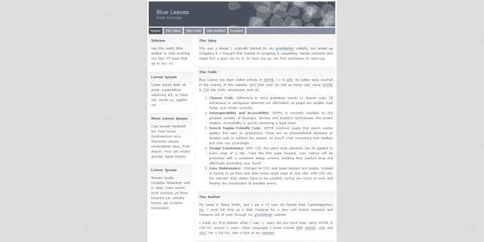 灰色,树叶,个人,BLOG,灰色树叶个人BLOG网页模板,网站模板免费下载,