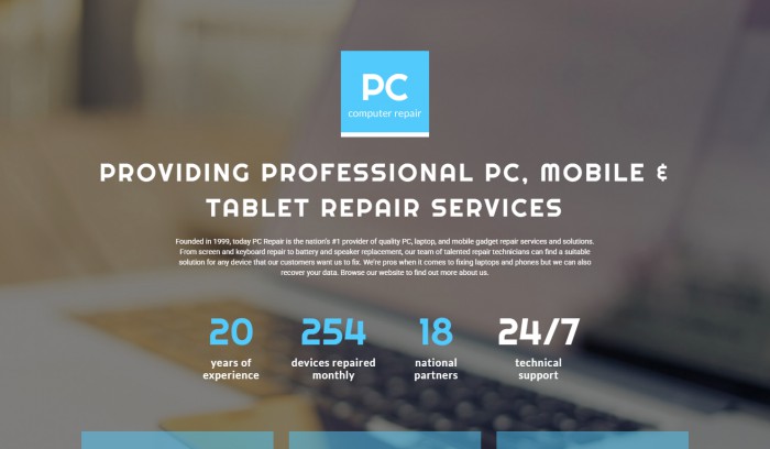 PC,平板,维修,PC平板维修专家着陆页模板,网站模板免费下载,