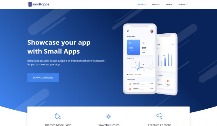 APP,程序,蓝色小型APP程序展示网站模板,网站模板免费下载,