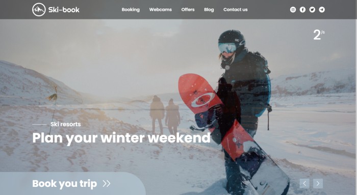 滑雪,旅游,现代滑雪旅游网站模板,网站模板免费下载,