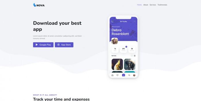 APP,简约,营销,简约营销APP单页面模板,网站模板免费下载,