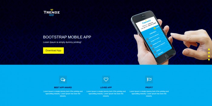 APP,蓝色,蓝色APP功能介绍响应式网页模板,网站模板免费下载,