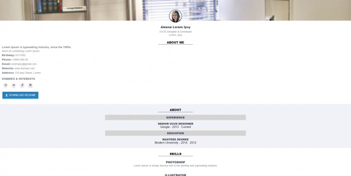 简历,个人,我的简历个人信息响应式网页模板,网站模板免费下载,
