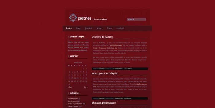 红色,设计,BLOG,红色设计BLOG网页模板,网站模板免费下载,