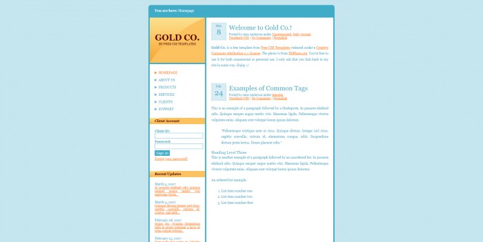 黄金,主题,公司,BLOG,黄金主题公司BLOG网页模板,网站模板免费下载,