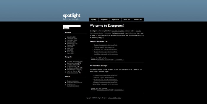 信息,照光灯,BLOG,信息照光灯BLOG网页模板,网站模板免费下载,