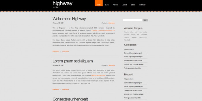 灰色,公路,主题,信息,灰黑公路主题信息网页模板,网站模板免费下载,
