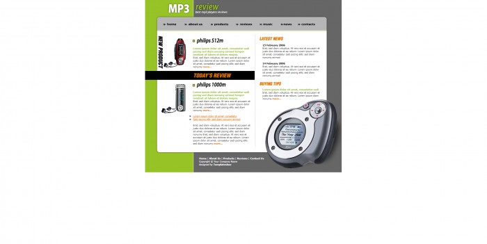 MP3,产品,介绍,MP3产品介绍网页模板,网站模板免费下载,