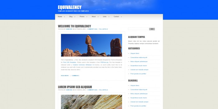 天蓝,风景,BLOG,天蓝风景BLOG网页模板,网站模板免费下载,