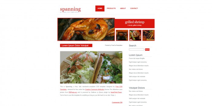 美食,信息,BLOG,美食信息BLOG网页模板,网站模板免费下载,