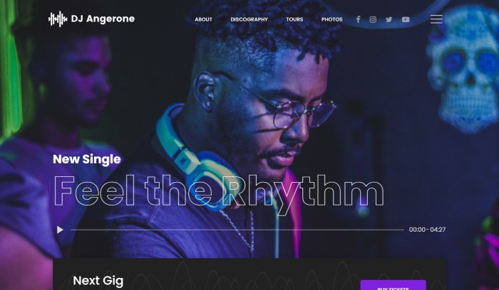 音乐,DJ音乐人专属网站模板,网站模板免费下载,