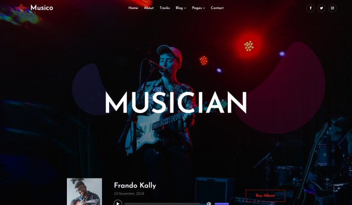 乐队,乐队单曲发布响应式网页模板,网站模板免费下载,