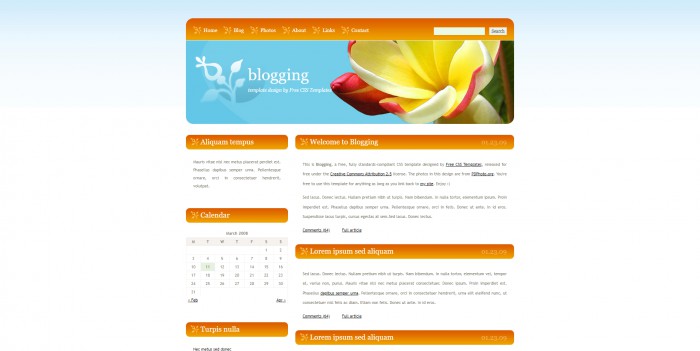 橙黄色,导航,简单,BLOG,橙黄导航简单BLOG网页模板,网站模板免费下载,