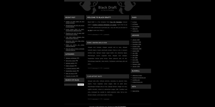黑色,信息,BLOG,黑色信息BLOG网页模板,网站模板免费下载,