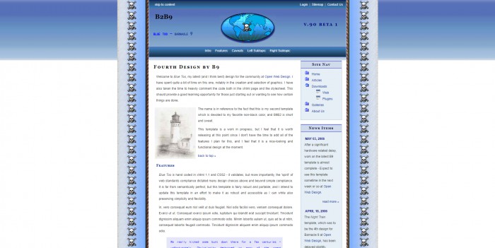 蓝色,文章,日志,蓝色文章日志网页模板,网站模板免费下载,