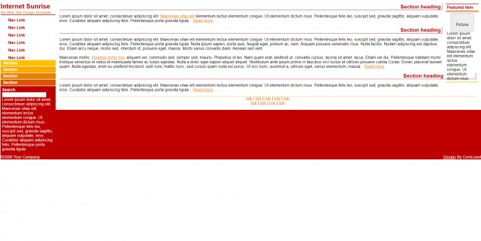 日出,红色,导航,BLOG,日出红色导航BLOG网页模板,网站模板免费下载,
